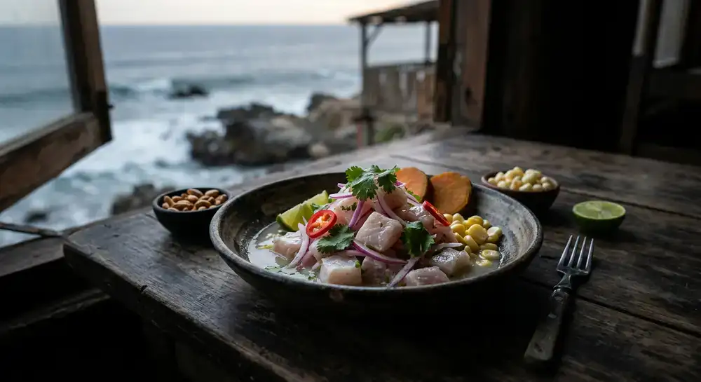Ceviche fresco de pescado blanco